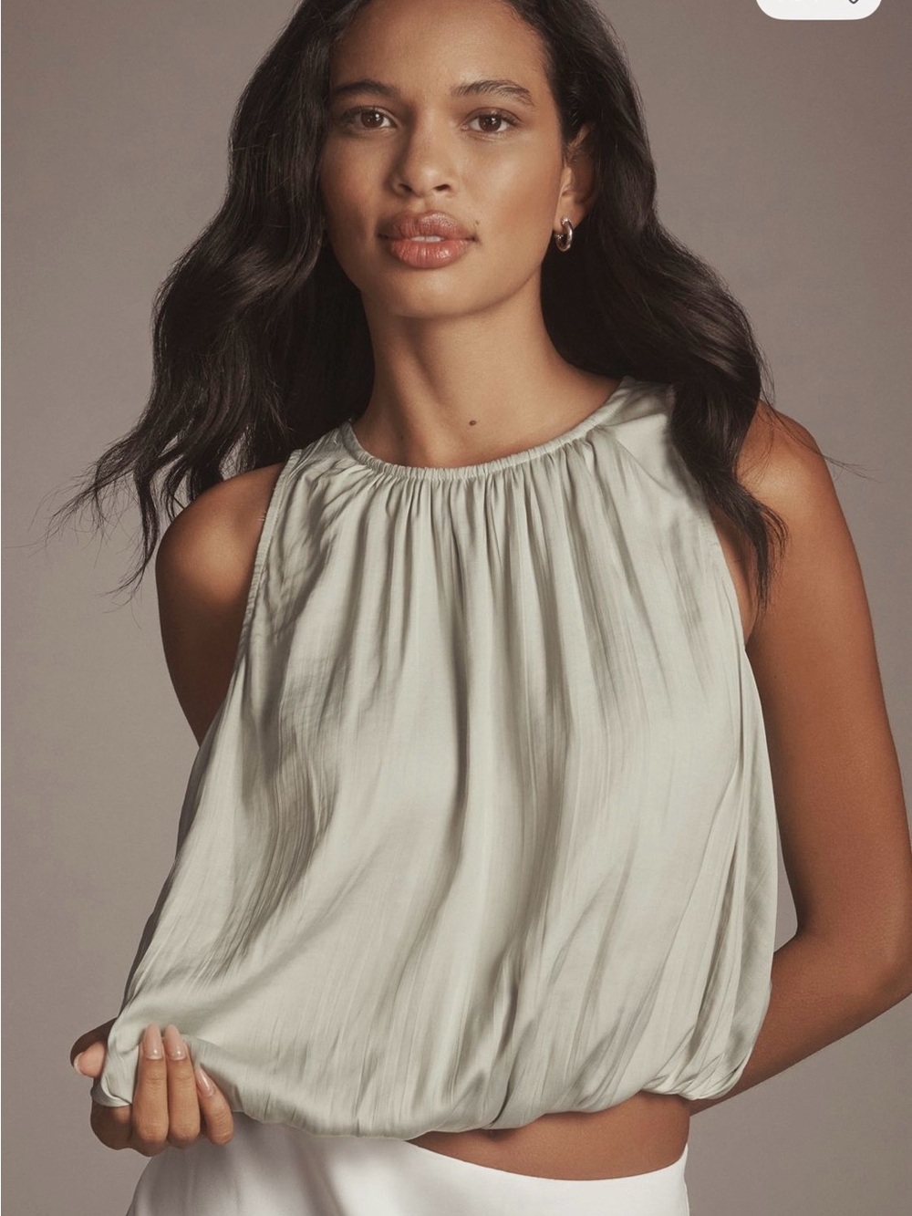 Anthropologie Mint Green Halter Bubble Crop Top